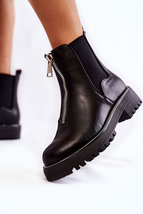 Módní teplé boty černé Madeleine