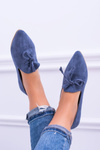 Lu Boo Navy Blue Ballerinas v Spitz Lordy Suede Feliciano