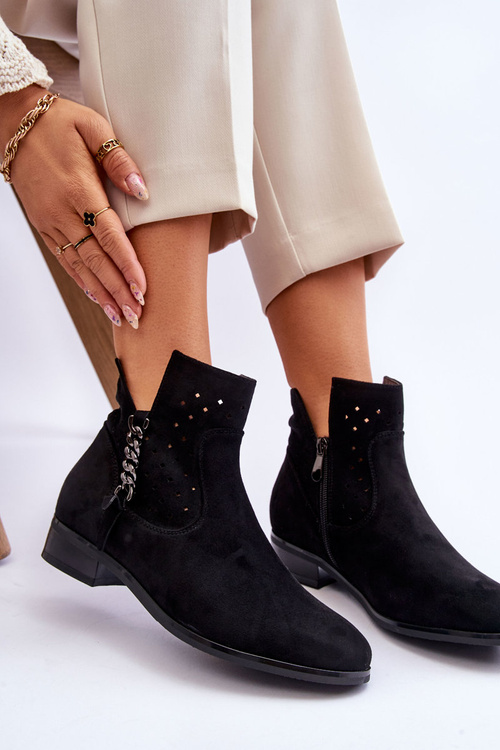 Dámské semišové kozačky na zip Černá Belliano