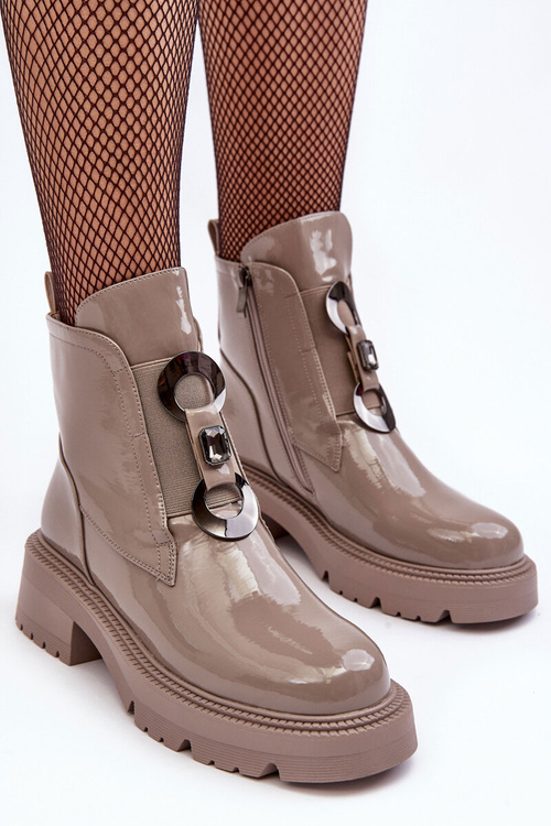 Maľované ženské topánky s dekoráciou Beige S. Barski MR870-53