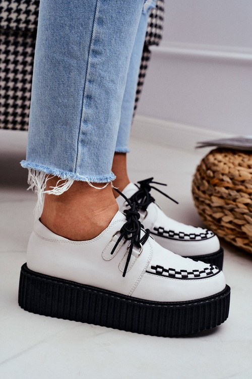 bílé kožené Creepersy na podrážce Gocain