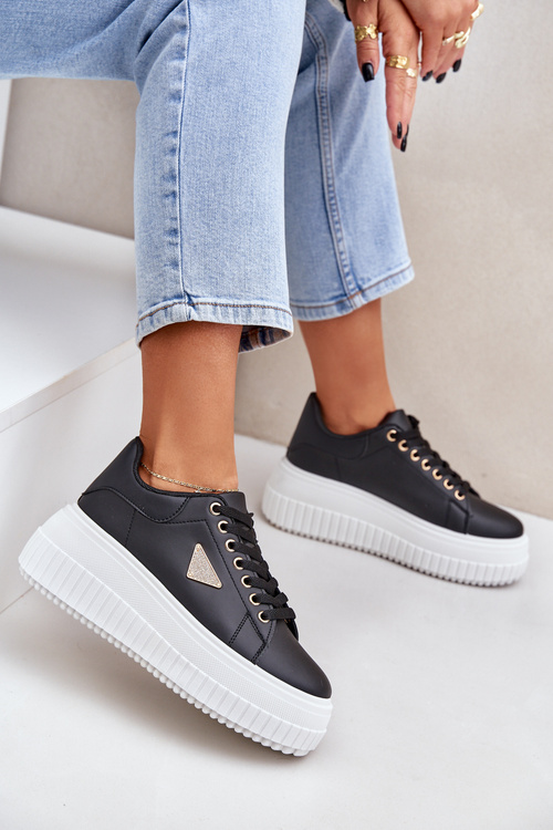 Stylové tenisky na masivní platformě černo-bílé Vallexia