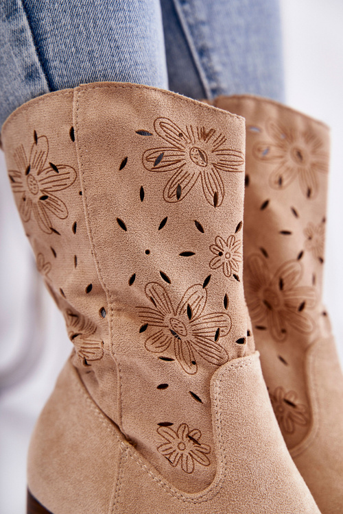 Dámské semišové boty s kovbojskými botami béžove Ariane