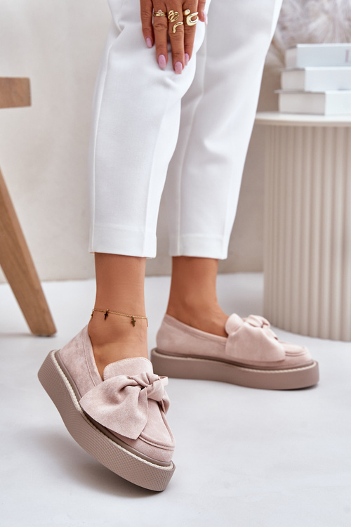 Dámské Mokasíny Na Platformě S Mašlí Pudrově Růžové Naivine