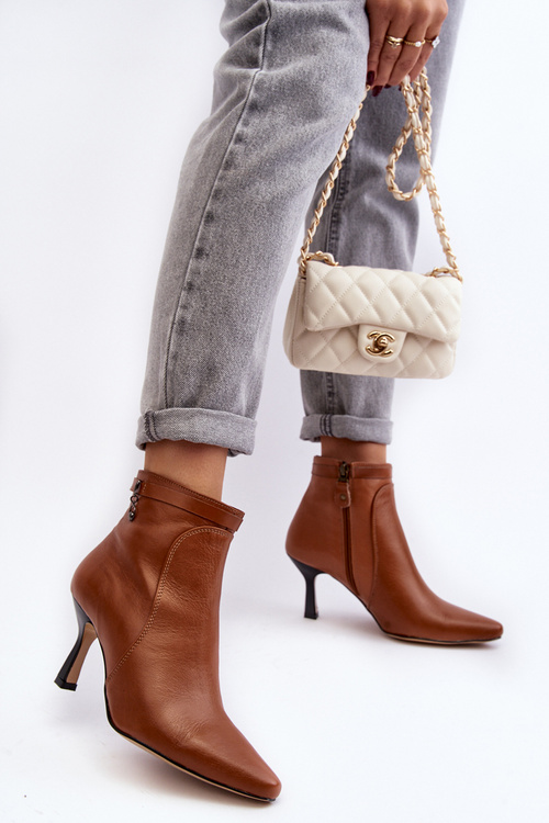 Kožené dámské kozačky na podpatku Maciejka 06301-29 hnědé