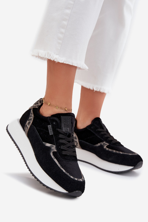 Dámské Zamszové Sneakersy Big Star OO274A312 HI-POLY SYSTEM Černé Panther