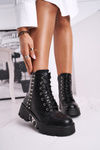 Dámské Kotníkové Boty Grunge Černé Hard Rock