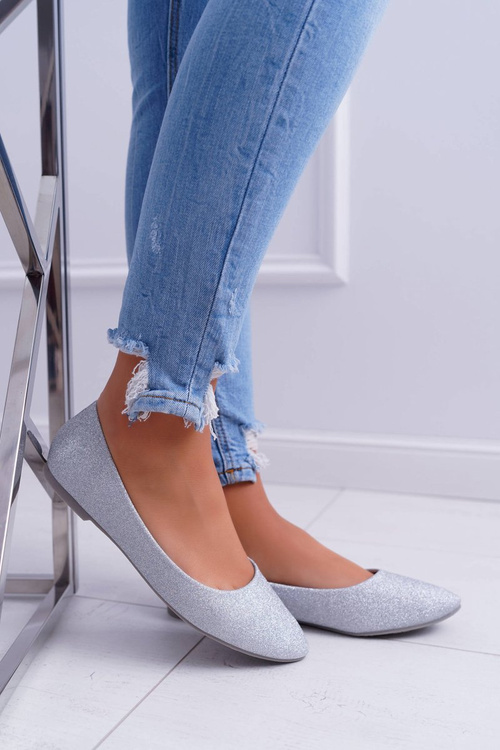 Brokátové Baleríny Stříbrné Tiffy