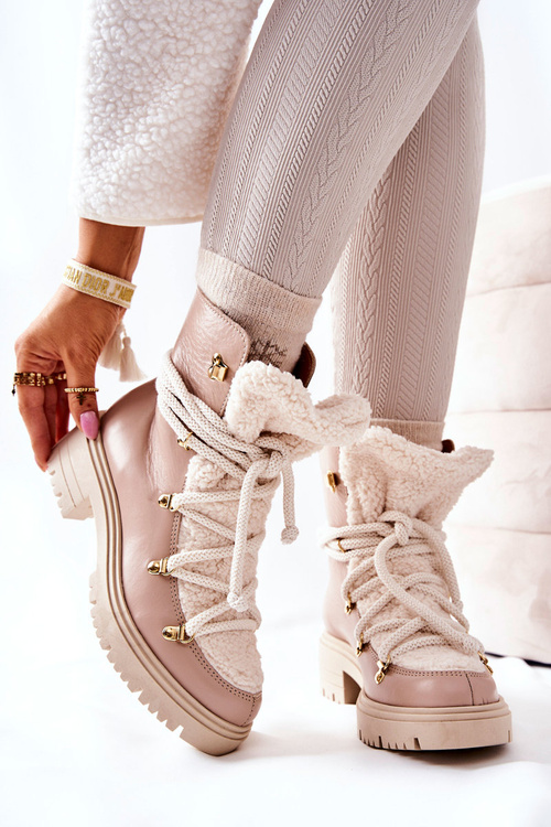 Kožené boty Trapper Tied Lewski Béžove 3116