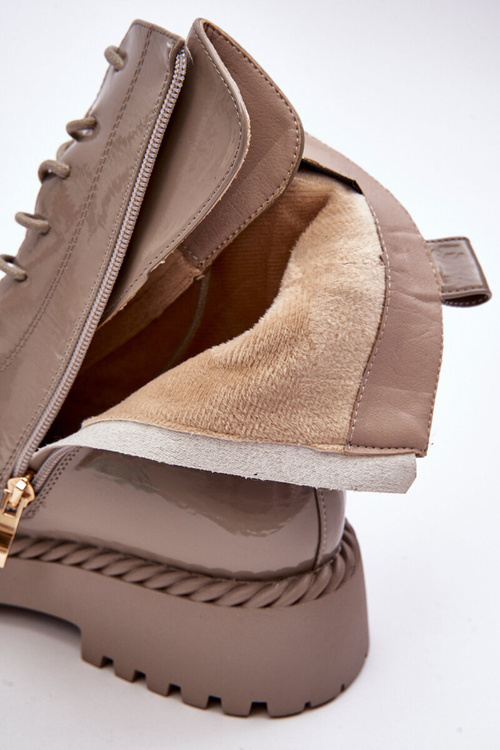 Dámské lakované botky Workery se zdobením Bežová SBarski MR870-67