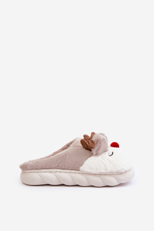 Futrové pantofle pro ženy s motivem soba béžové Wistira