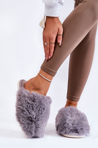 Dámské kožešinové pantofle Šedá Sheryl