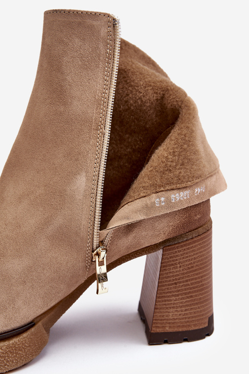 Dámské semišové boty na podpatku Bežové Lemar Remilda