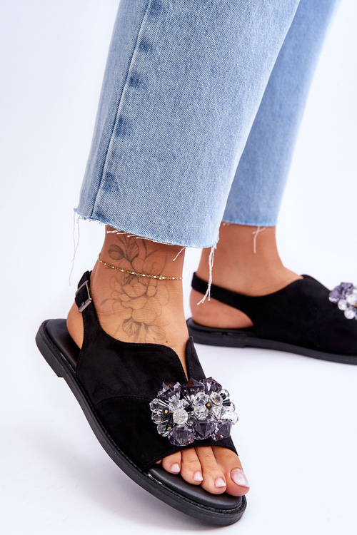 Dámské semisové sandály s kamínky Černá Mersea