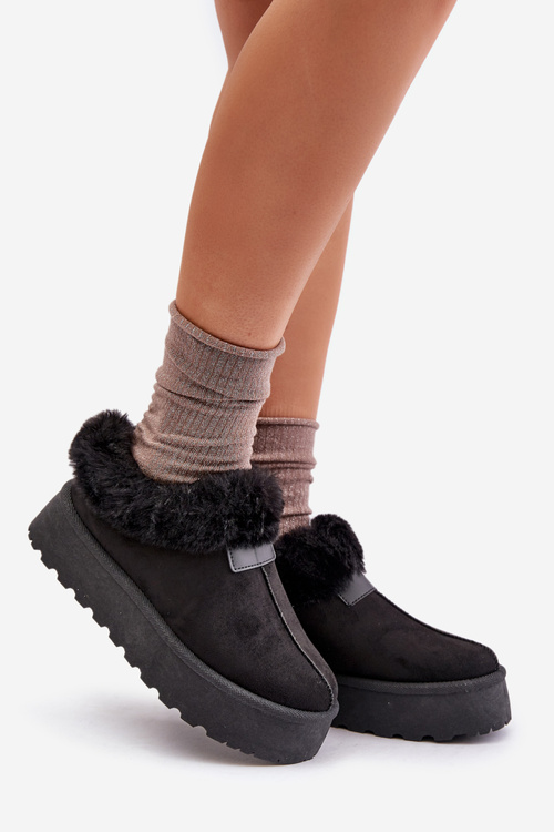 Dámske snehové topánky s čiernymi dažďami kožušina