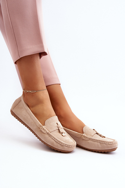 Dámské klasické semišové mokasíny béžové Ontala