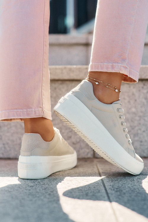 Dámske Textilné Tenisky Na Platforme Big Star RR274465 Béžové