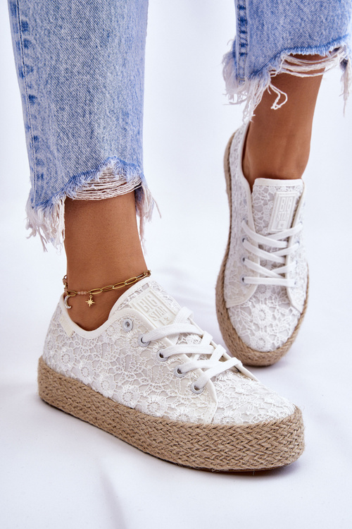 Dámske tenisky na spletenej platforme Big Star LL274199 White