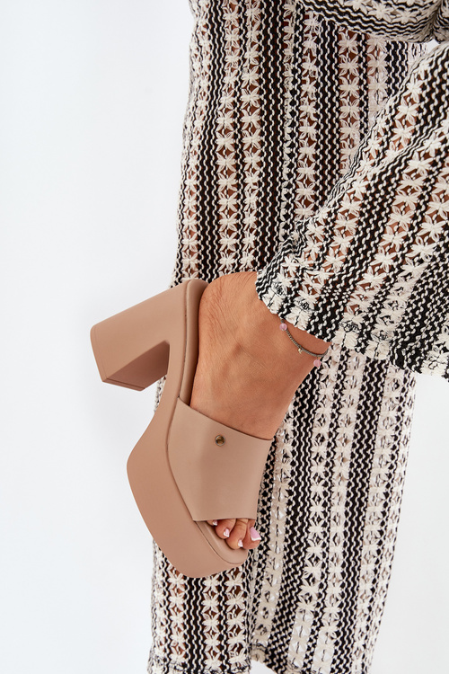 Dámské Sandały Z Eko Kůže Na Podpatku A Platformě Khaki Tamirella