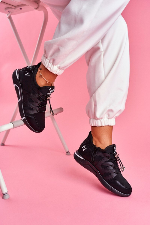 Dámske športové topánky so zipsom a zvlneným čiernym teonom