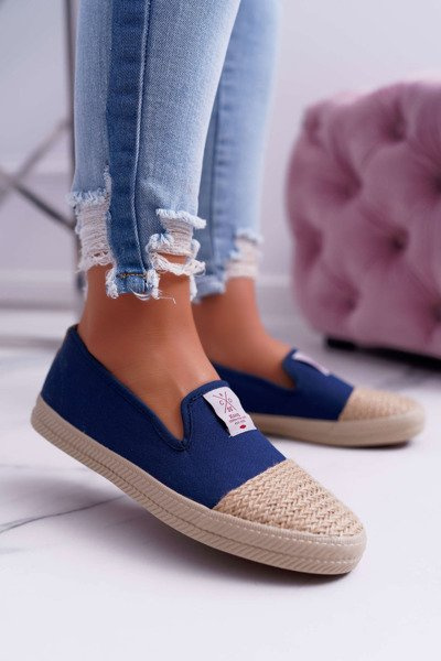 Dámske espadrilles krížové džínsy Navy DD2R4046