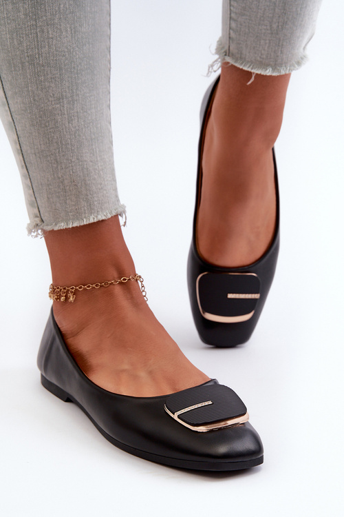 Dámske balerínky z ekokože s ozdobou Čierne Edoslli