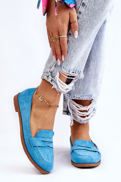 Pohodlné semišové dámske modré mokasíry Lucca