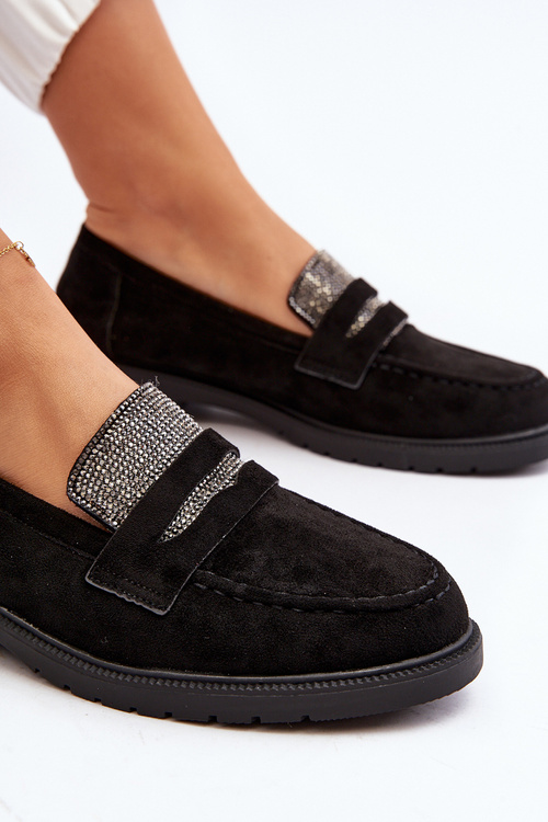Dámské ozdobené mokasíny černé Dananei