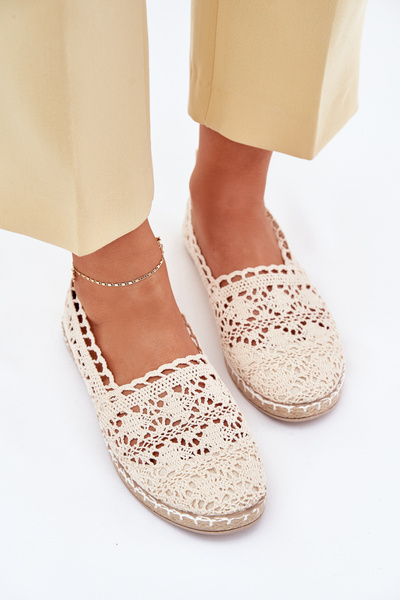 Dámske Béžové Čipkované Espadrilky Adelira