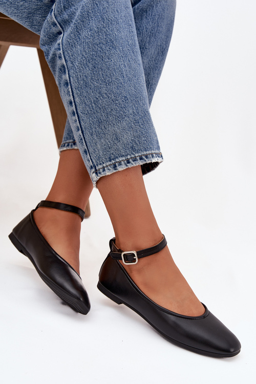 Dámske baleríny s pásikom a sponou Čierne Janelor