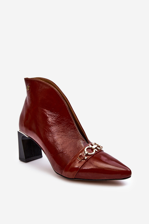 Kožené Boty Na Słupku Maciejka 05262-02 Hnědé