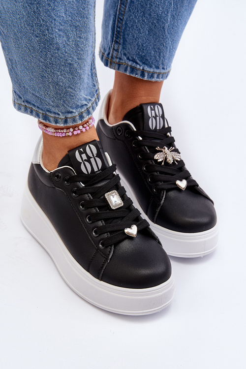 Dámské tenisky na platformě s ozdobami černé Herbisa