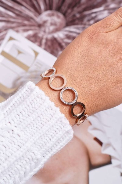 Dámský Náramek z nerezové oceli se Zirkony růžové zlato Faith