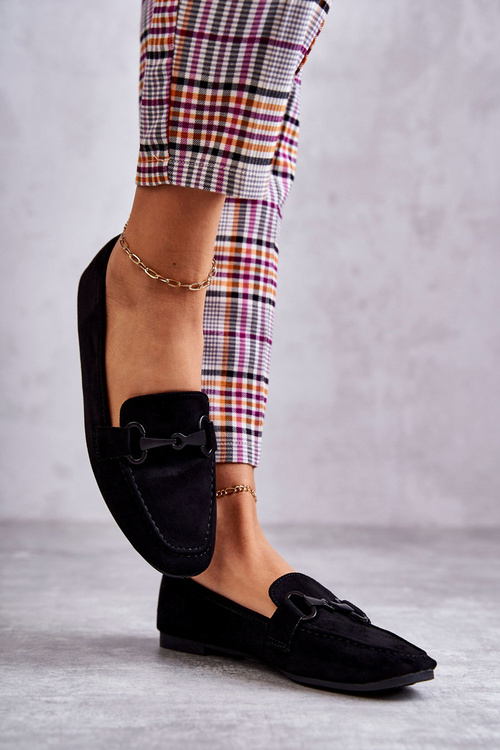 Suede Poleafers s dekoráciou čierny Santi