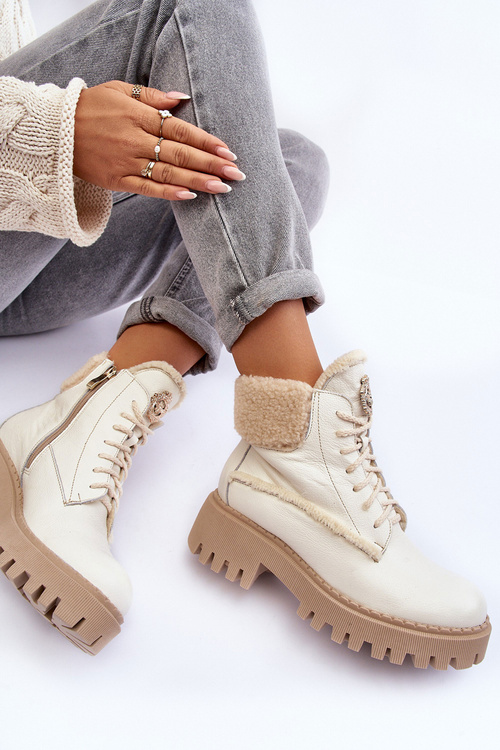Dámske kožené topánky krémové topánky Lemar Vergo