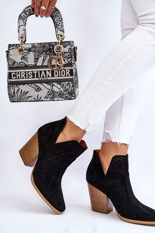 Dámske topánky na čiernom odtieňoch semišový stĺp