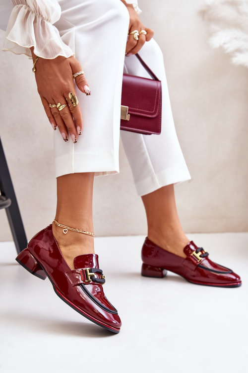 Lakovane Dámské Polobotky Na Klínu Artiker 55C0103 Bordó