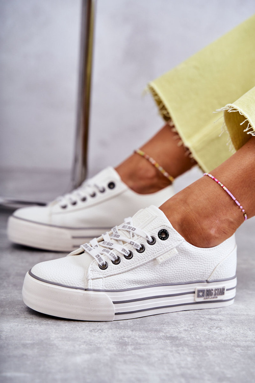 Nízka dámska veľká hviezda KK274014 Biele tenisky