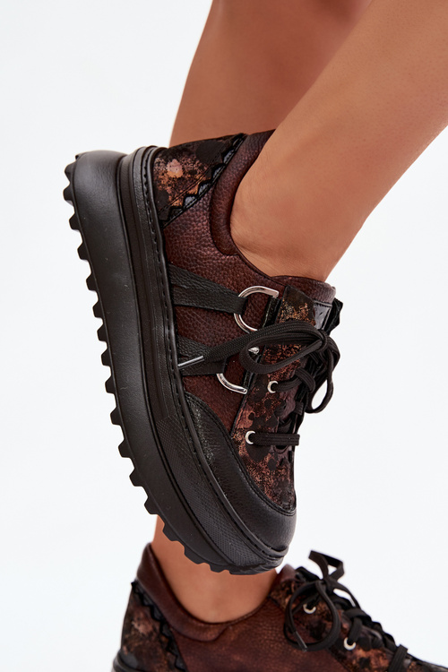 Kožené dámské tenisky na platformě Maciejka 06562-25 čokoládové