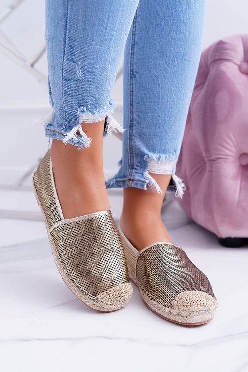 Lu Boo Zlaté perforované espadrilly Kimchi