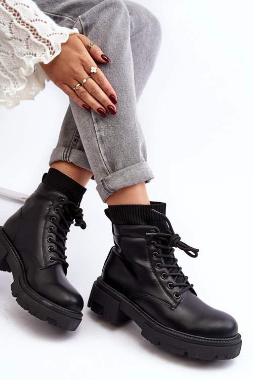 Dámské zimní botky s ponožkou černé Rivella