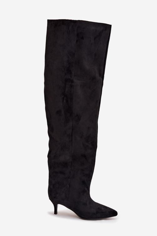 Nazouvací dámské kozačky na jehlovém podpatku černé Ysolienne