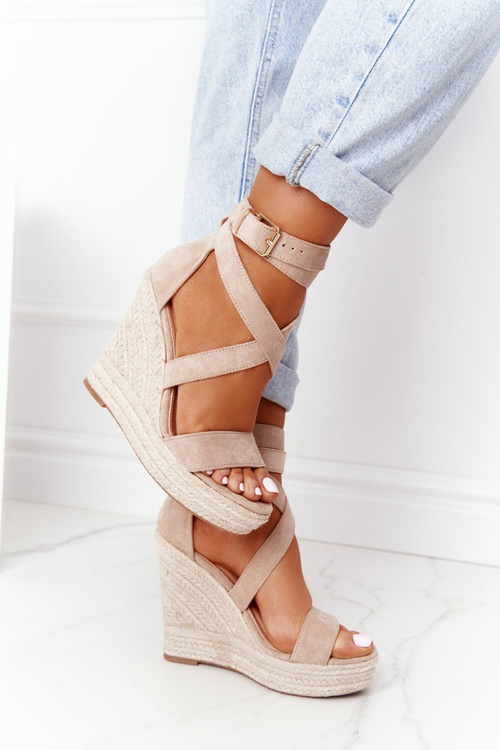 Klinové sandále s béžovým lanzarote cop