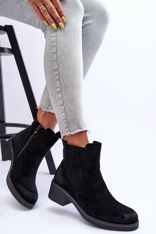 Klasické semišové boty dámské černé Metanassa