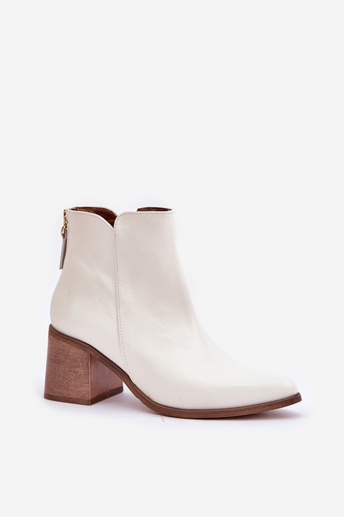 Boty Na Opätku Prírodná Koža Zazoo 3673 Biele