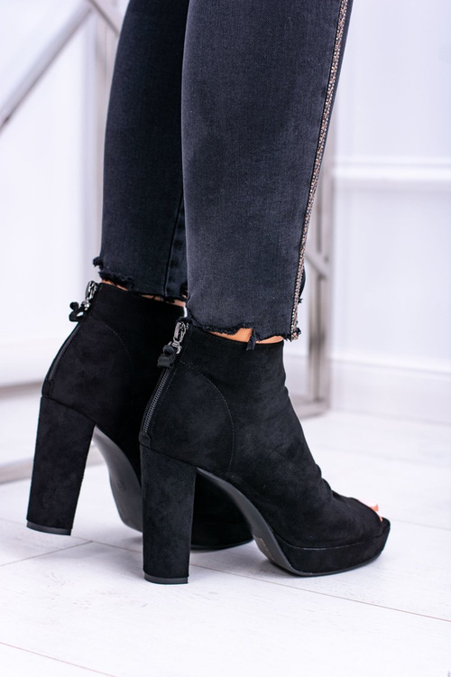 Dámské kotníkové boty s otevřenou špičkou černé Temira