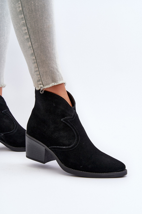 Zamšové westernové čižmy na zips D&A SN622-29 Čierne