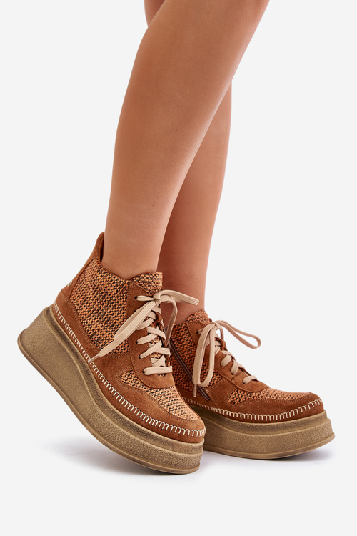 Kožené Boty Na Platformě A Klínu Maciejka Hnědé 06759-29