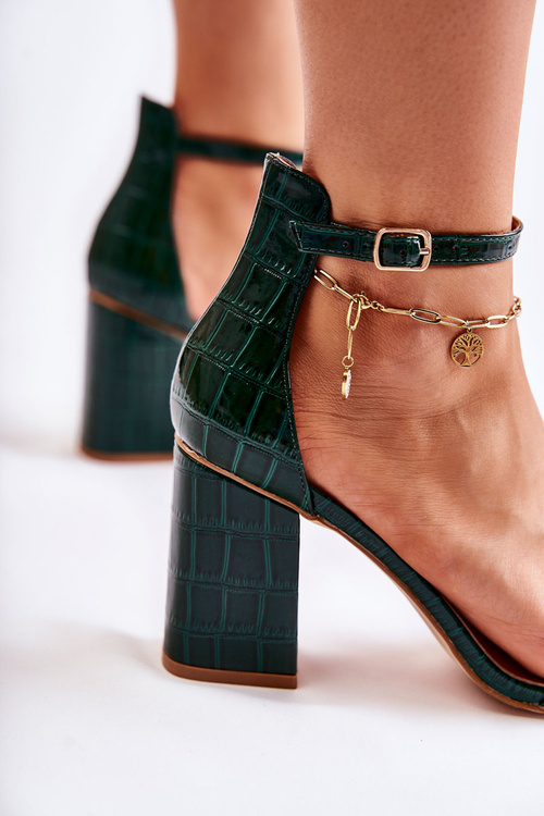 Dámské kožené sandály hadí vzor zelená Sollana