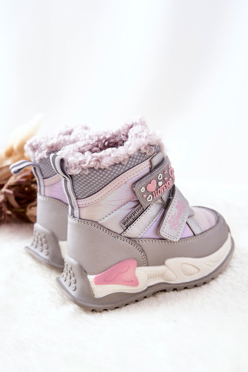 Dětské polstrované sněhule Stříbrně růžová Chilly